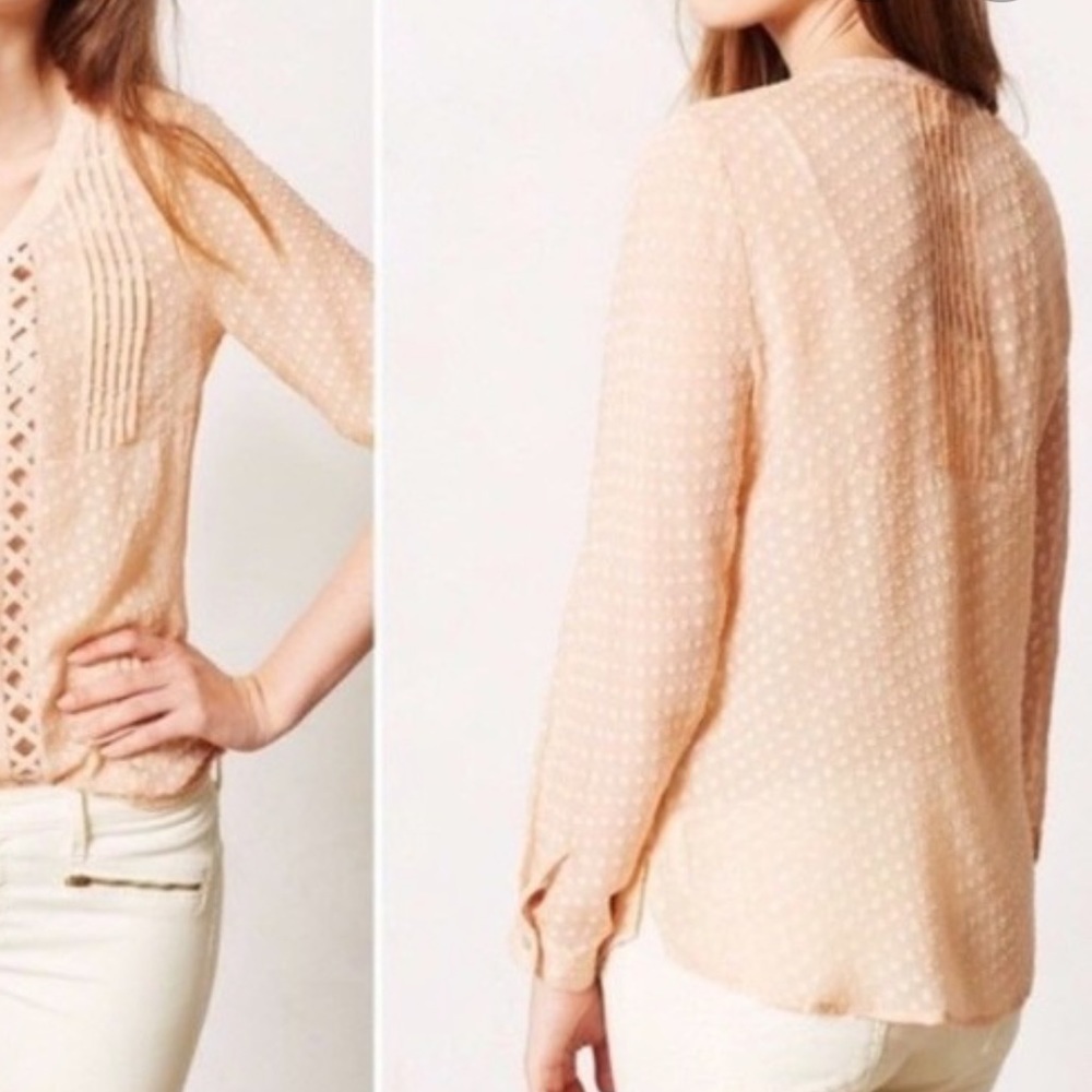 ANTHROPOLOGIE MEADOW RUE Adoria Silk Blouse Small - Picture 2 of 8